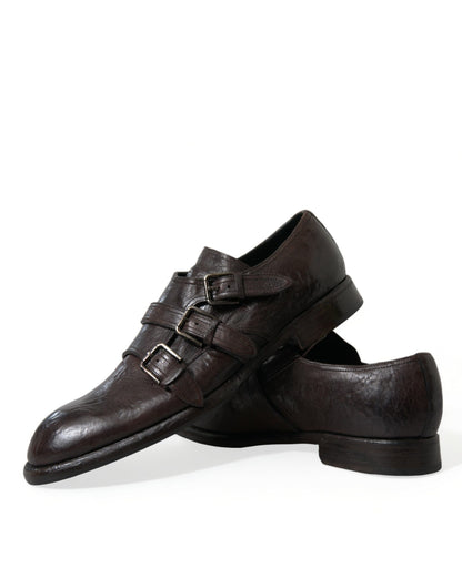  - Elegant Triple Buckle Leather Dress Shoes