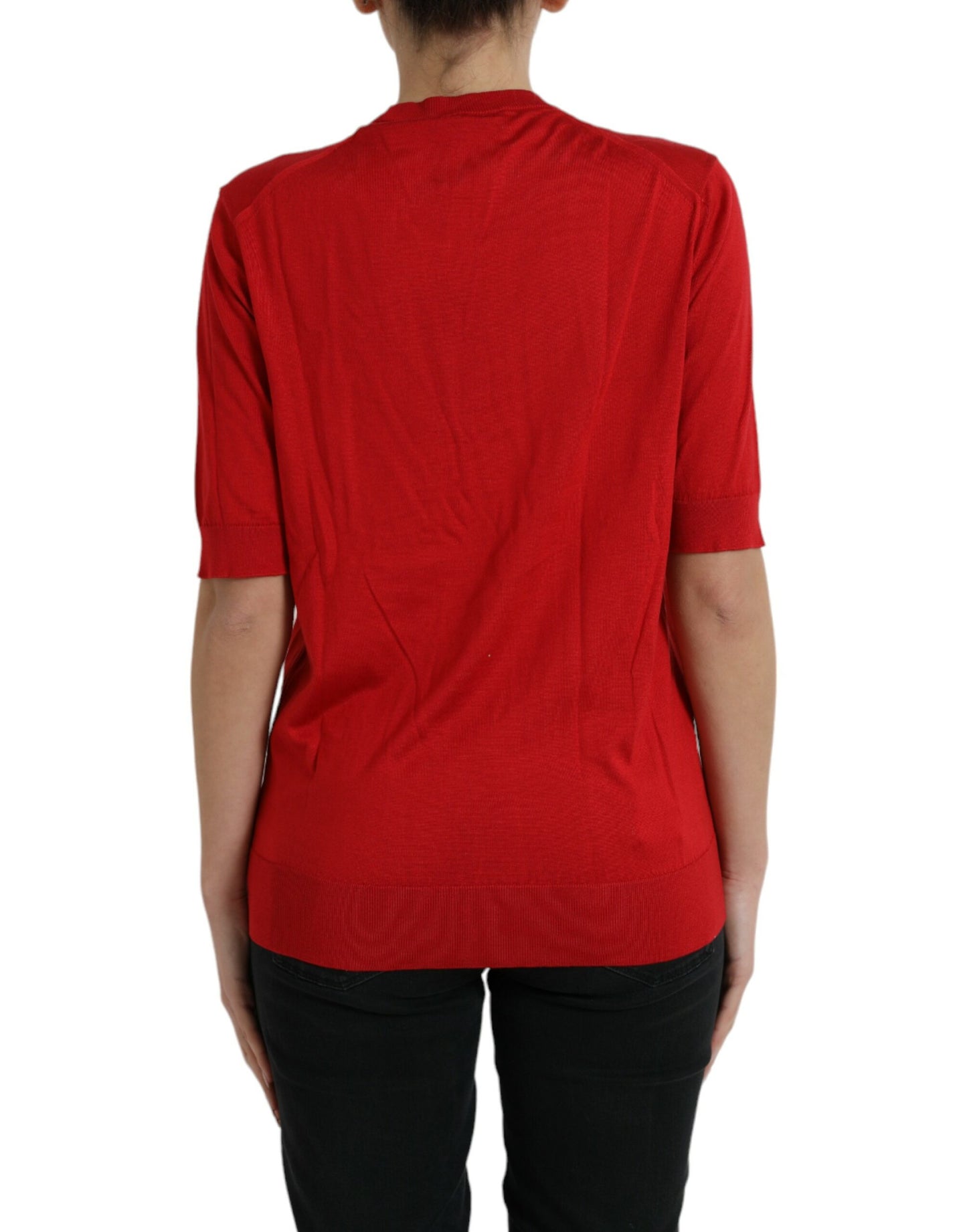  - Silk Red Crew Neck Top