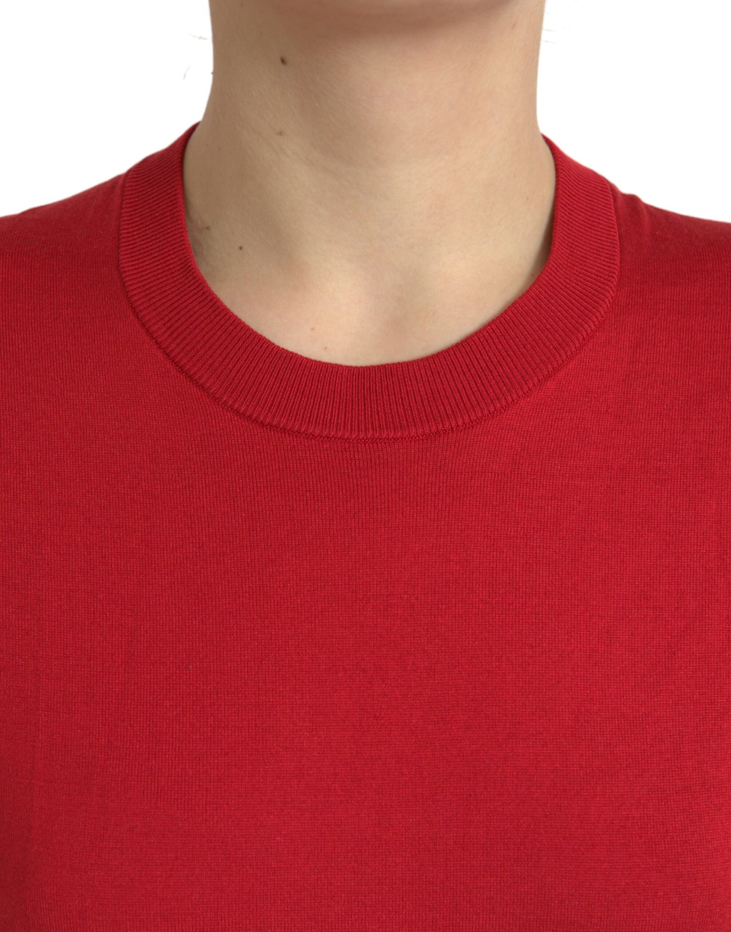  - Silk Red Crew Neck Top