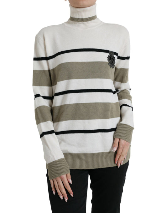  - Italian Striped Wool Turtleneck Sweater