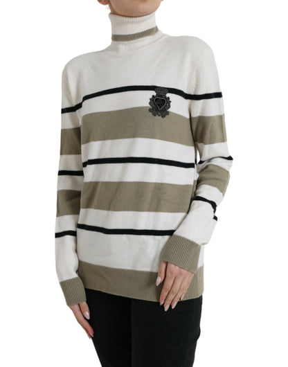  - Italian Striped Wool Turtleneck Sweater