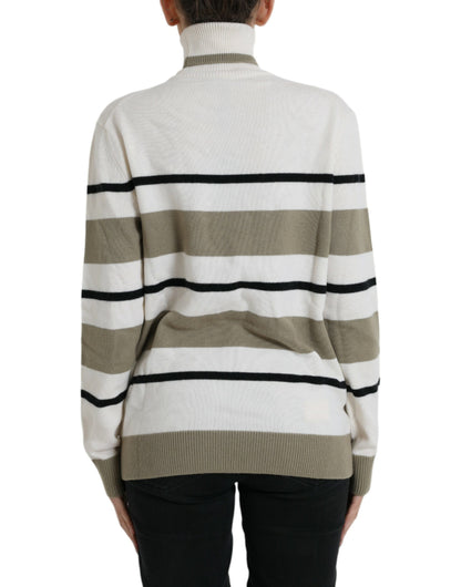  - Italian Striped Wool Turtleneck Sweater