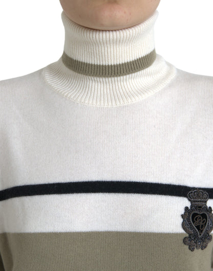  - Italian Striped Wool Turtleneck Sweater