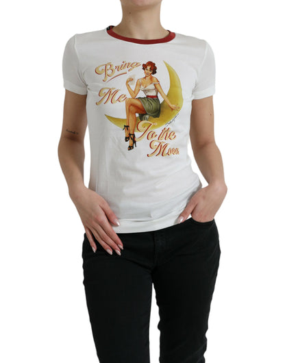  - Elegant White Cotton Crew Neck Tee