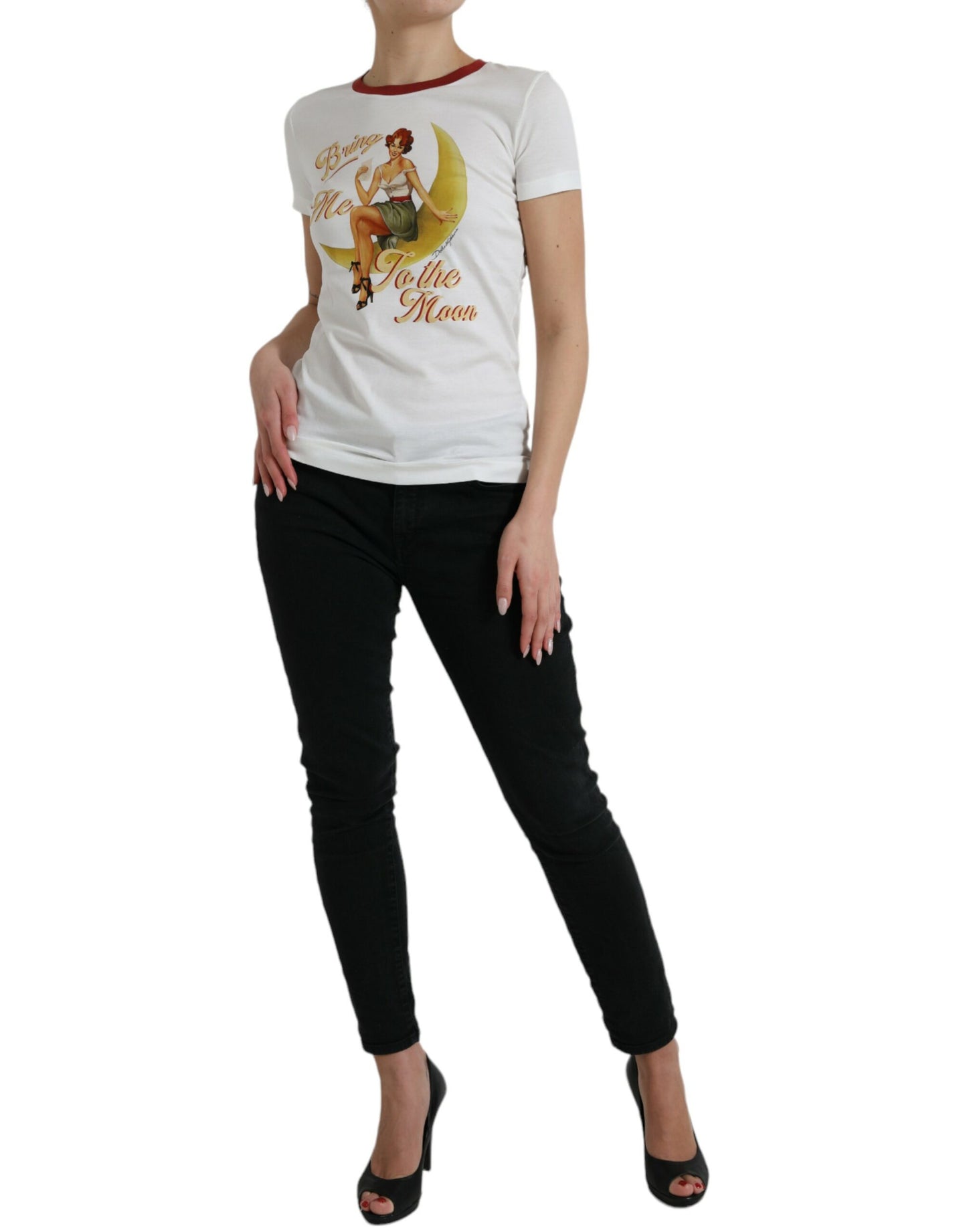  - Elegant White Cotton Crew Neck Tee