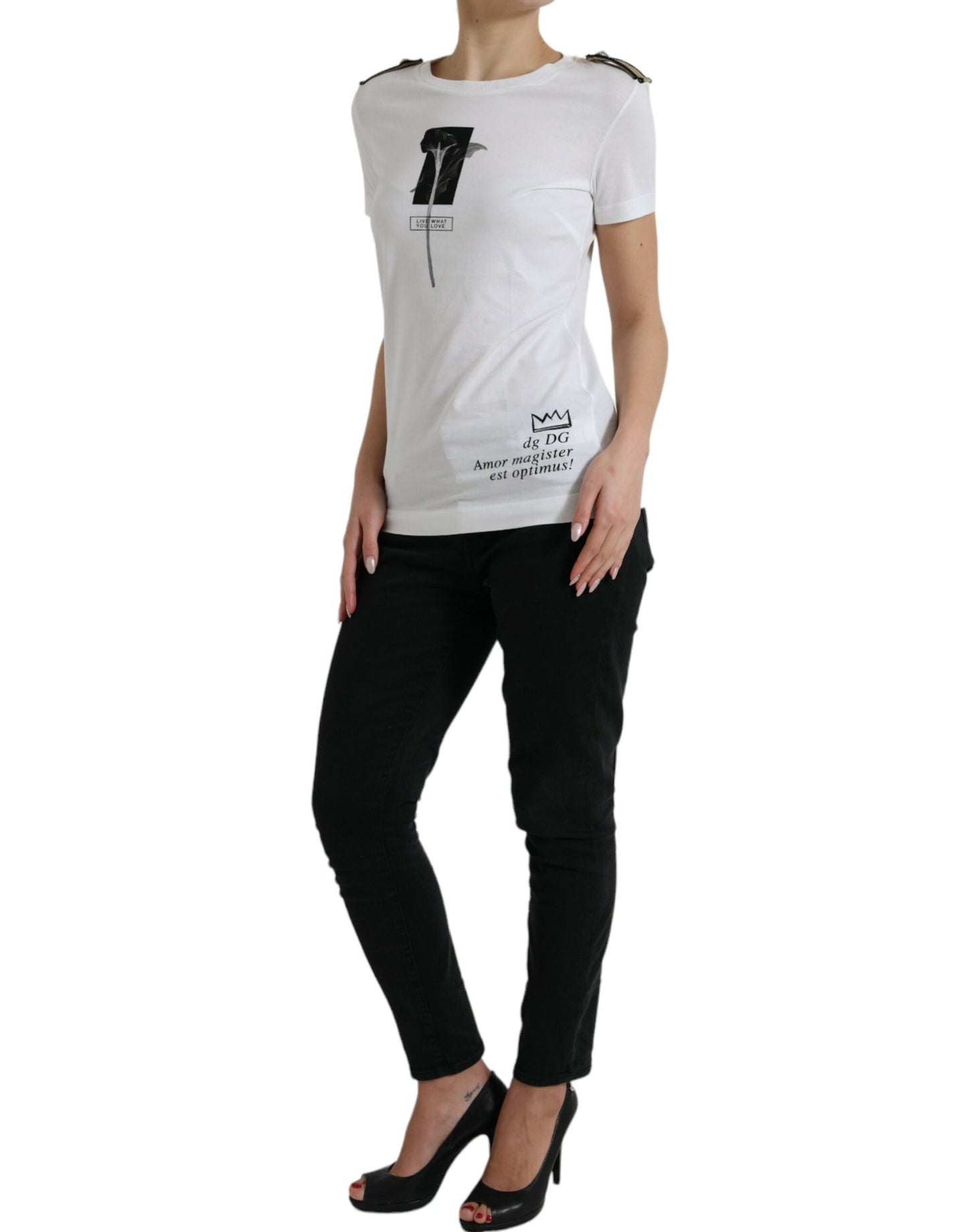  - Elegant Monochrome Crew Neck T-Shirt