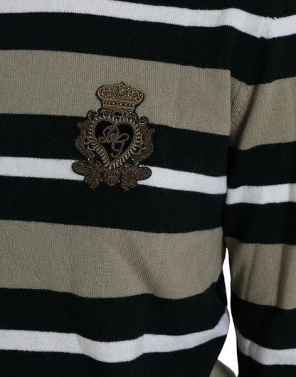  - Elegant Striped Turtleneck Wool Sweater