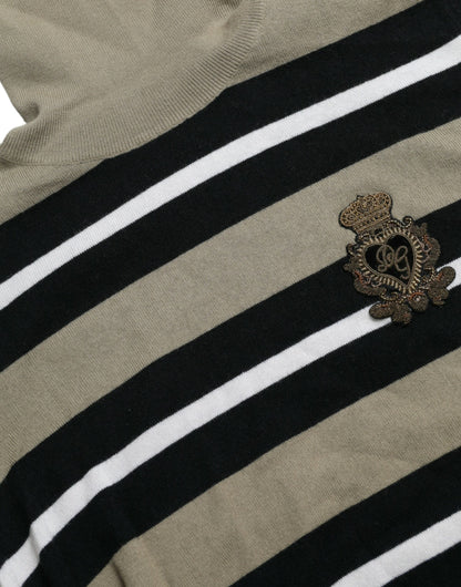  - Elegant Striped Turtleneck Wool Sweater