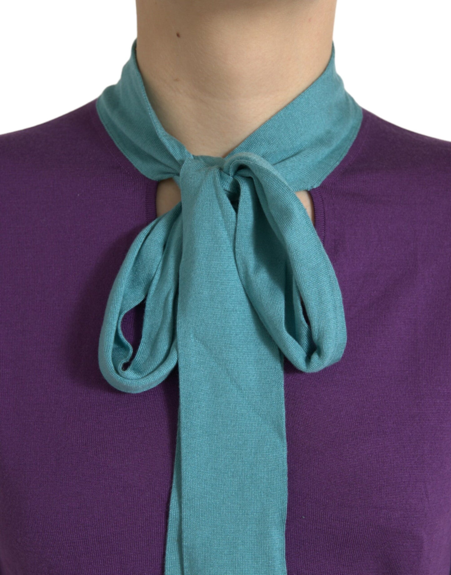  - Multicolor Silk Pussy-bow Sweater