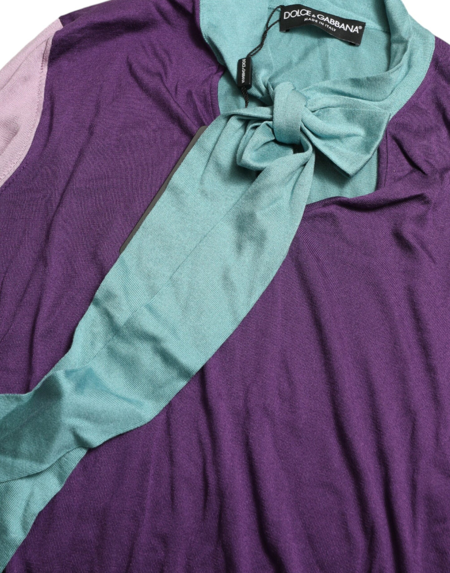  - Multicolor Silk Pussy-bow Sweater