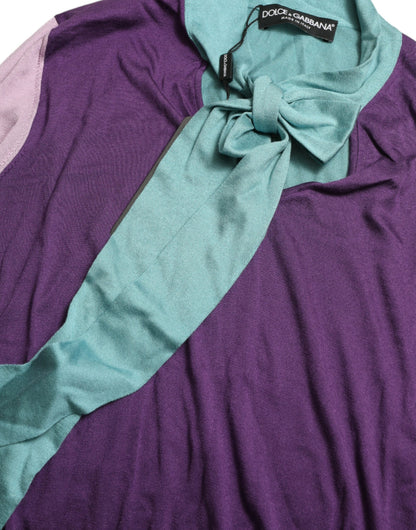  - Multicolor Silk Pussy-bow Sweater