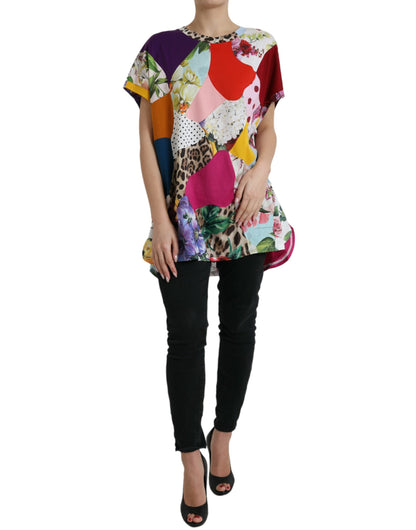  - Multicolor Cotton Silk Patchwork Blouse