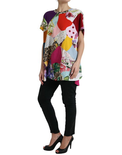  - Multicolor Cotton Silk Patchwork Blouse