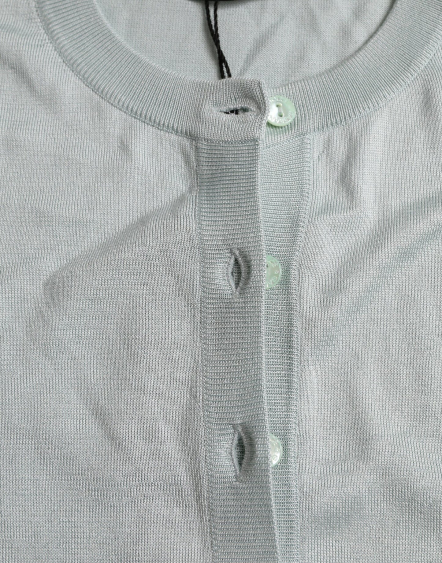  - Elegant Light Blue Silk Cardigan