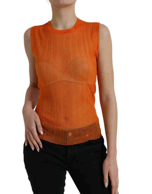  - Chic Orange Crew Neck Tank Top