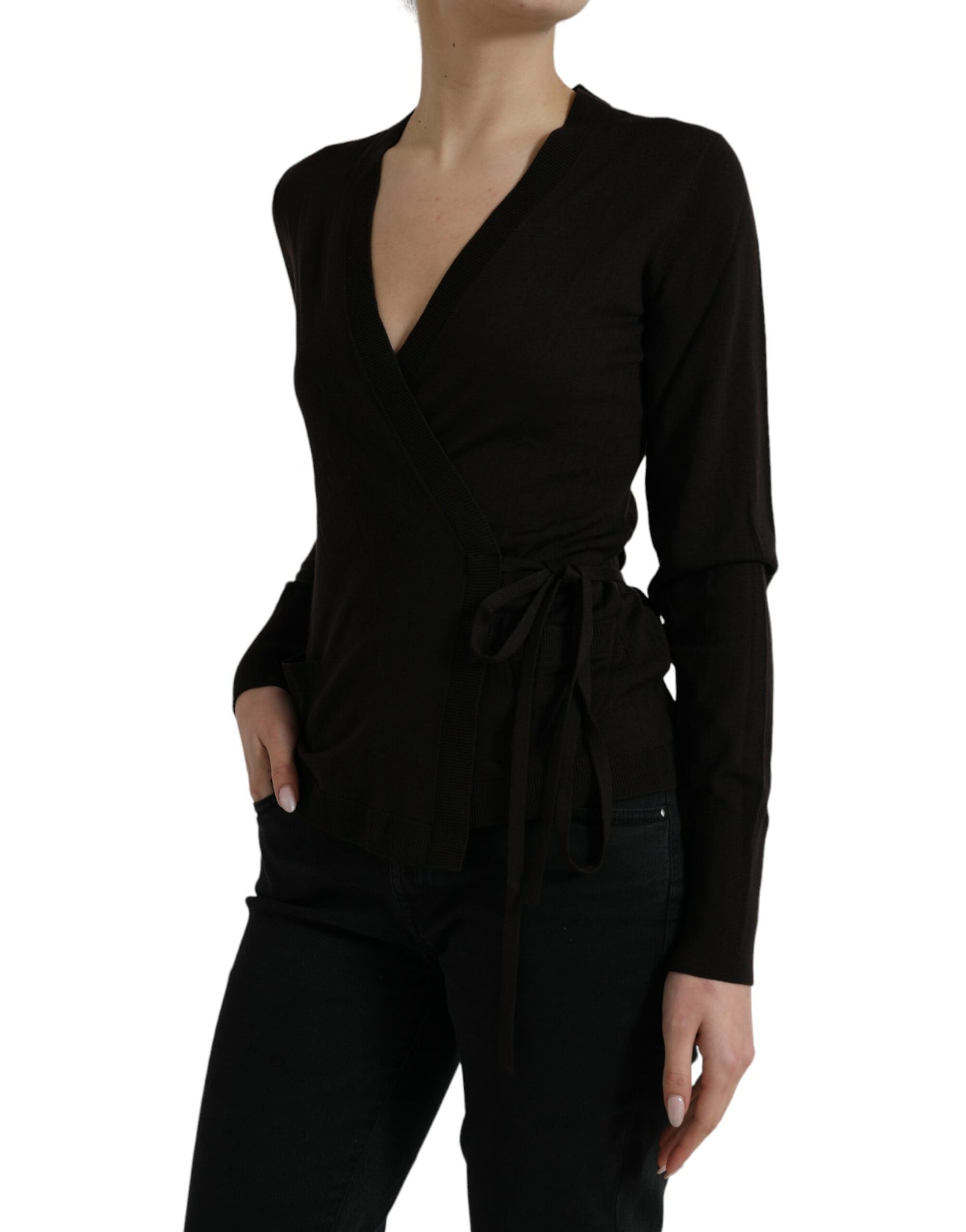  - Elegant Black Virgin Wool Cardigan