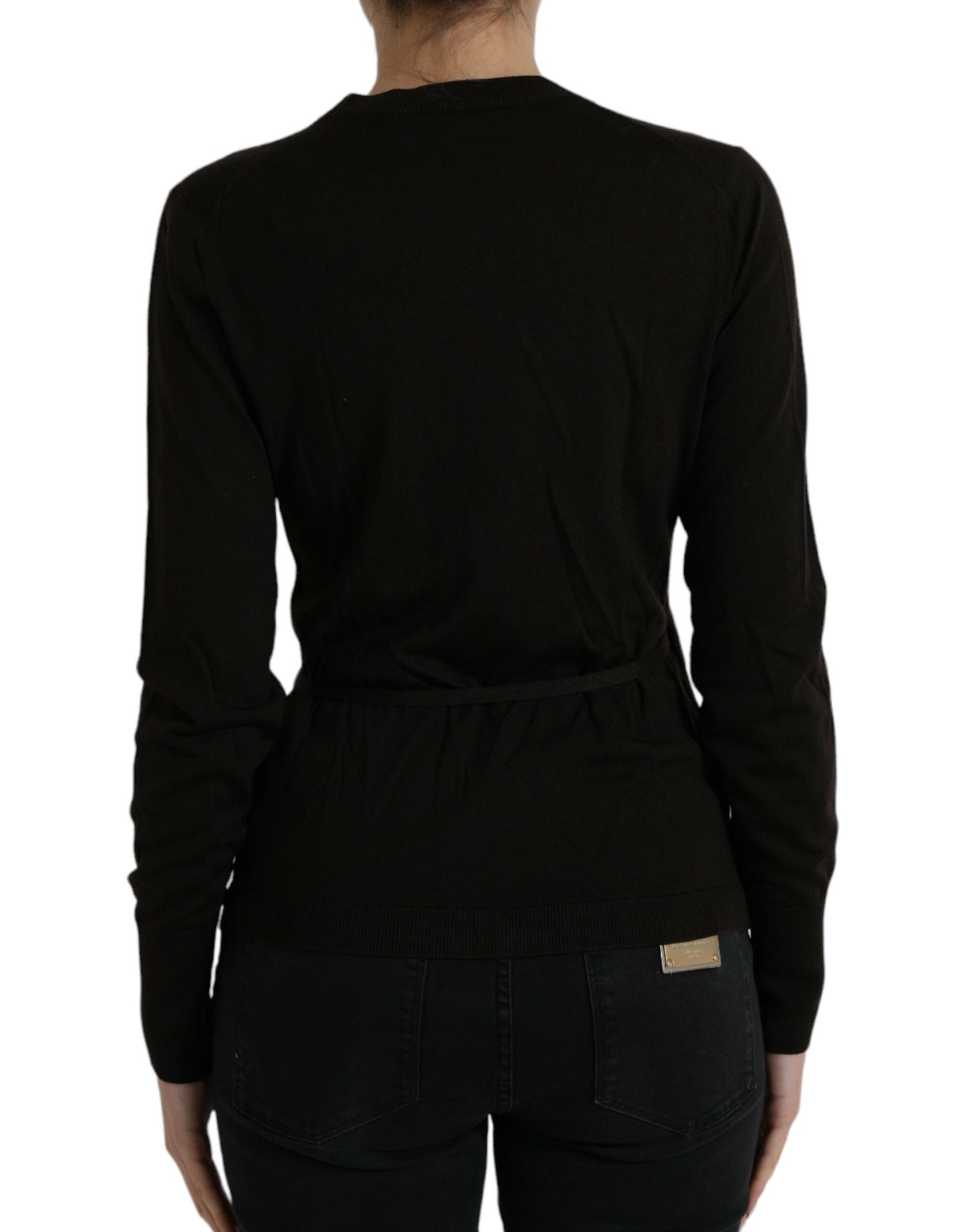  - Elegant Black Virgin Wool Cardigan