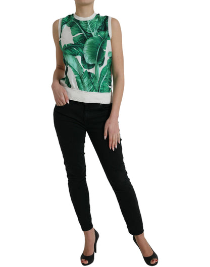  - Silk Banana Leaf Print Tank Top