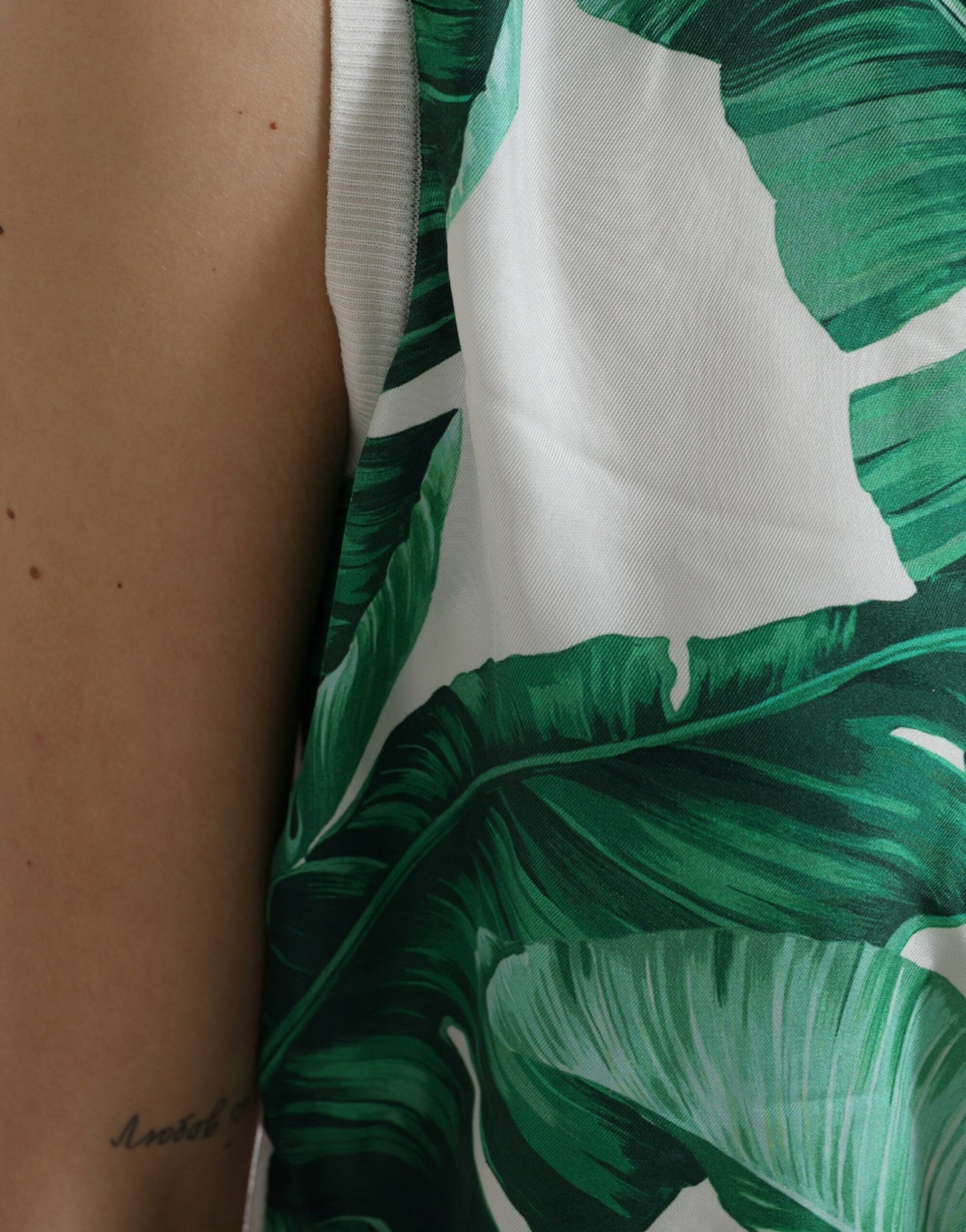  - Silk Banana Leaf Print Tank Top