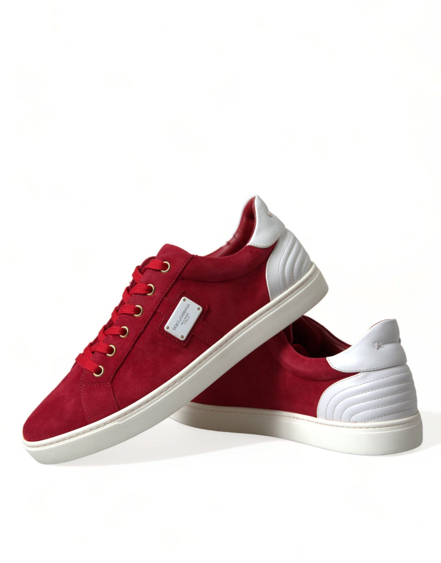  - Elegant Red & White Leather Sneakers