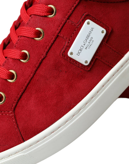  - Elegant Red & White Leather Sneakers