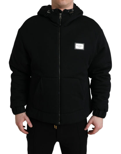 Men's Black Hooded Bomber Jacket – Sleek Designer Outerwear
