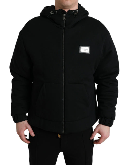 Men's Black Hooded Bomber Jacket – Sleek Designer Outerwear