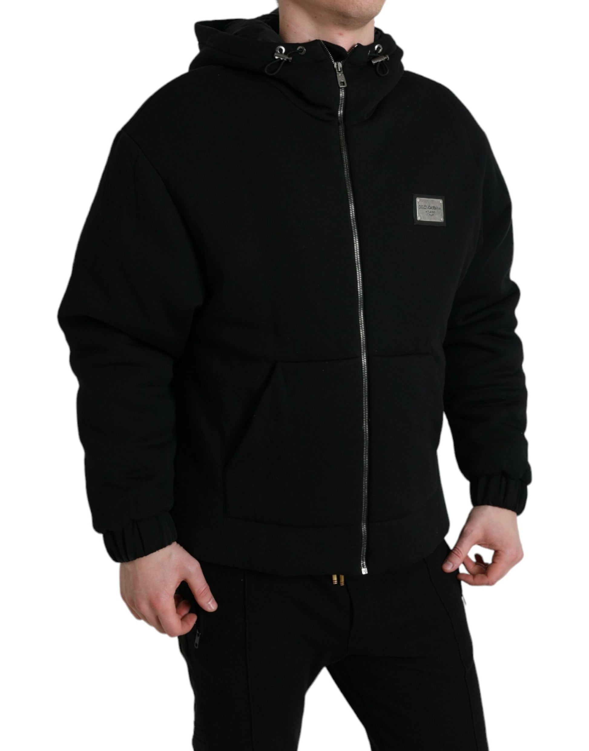 Men's Black Hooded Bomber Jacket – Sleek Designer Outerwear