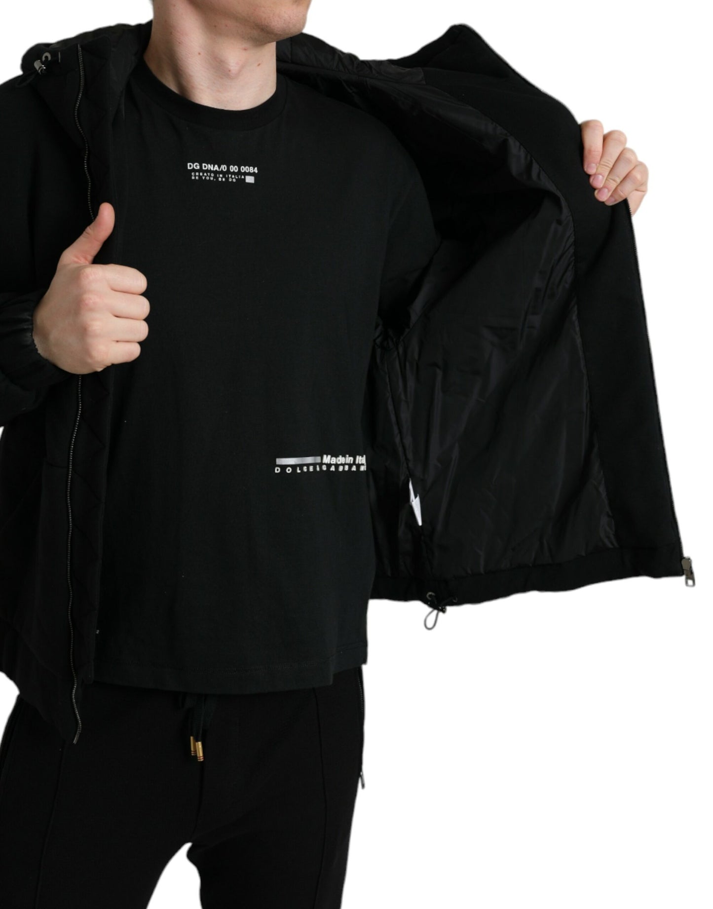 Men's Black Hooded Bomber Jacket – Sleek Designer Outerwear
