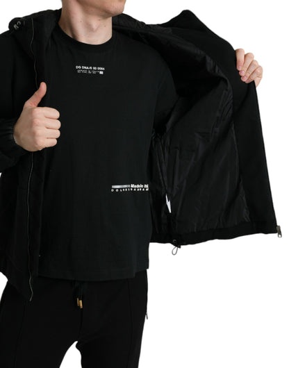 Men's Black Hooded Bomber Jacket – Sleek Designer Outerwear