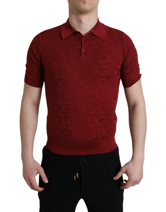  - Elegant Silk Maroon Polo T-Shirt