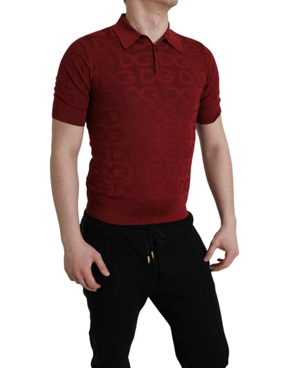  - Elegant Silk Maroon Polo T-Shirt