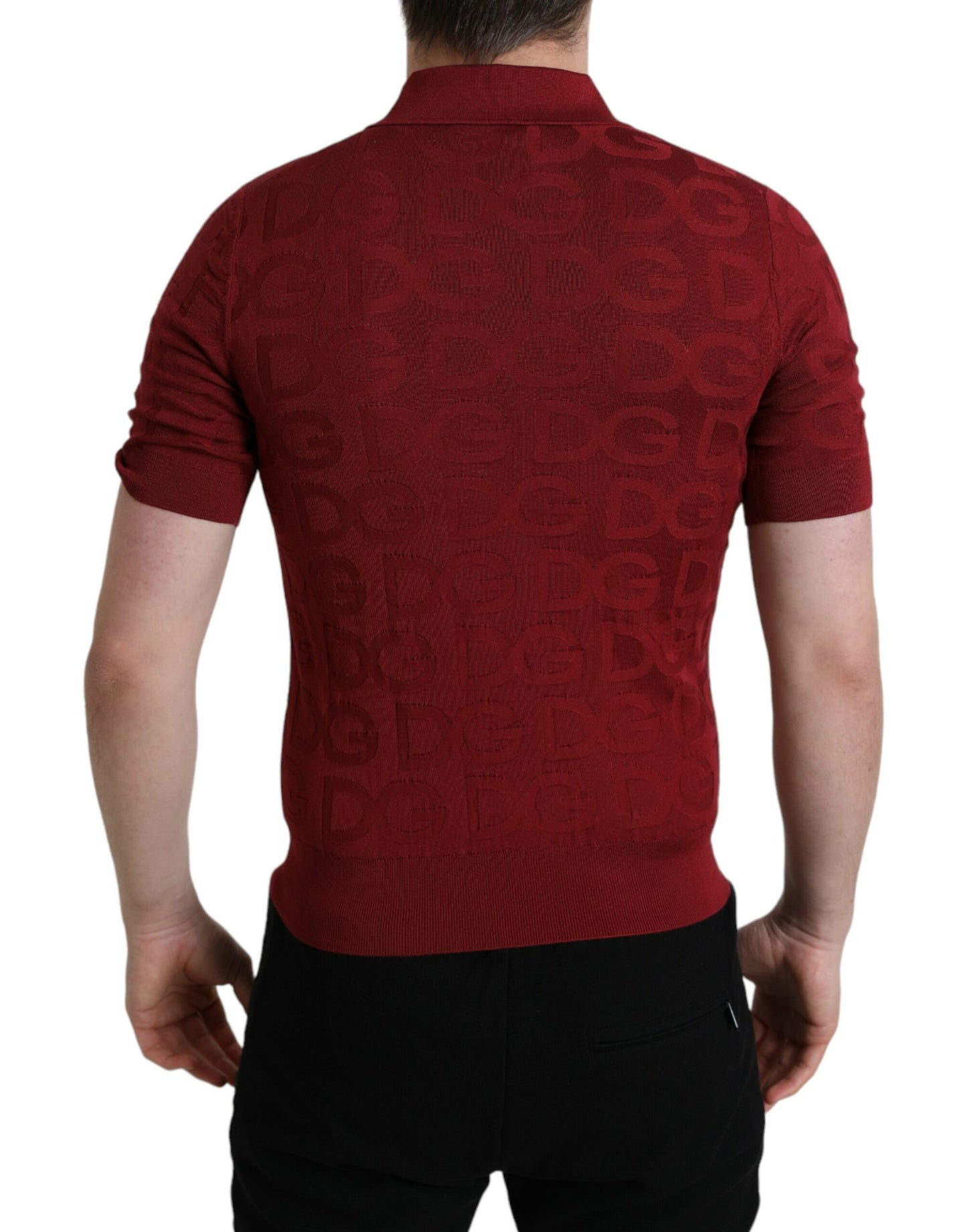  - Elegant Silk Maroon Polo T-Shirt