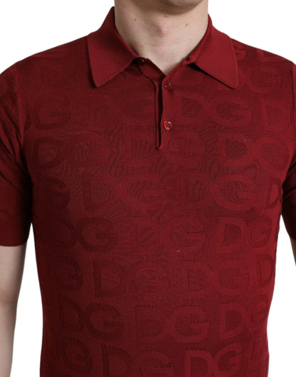  - Elegant Silk Maroon Polo T-Shirt