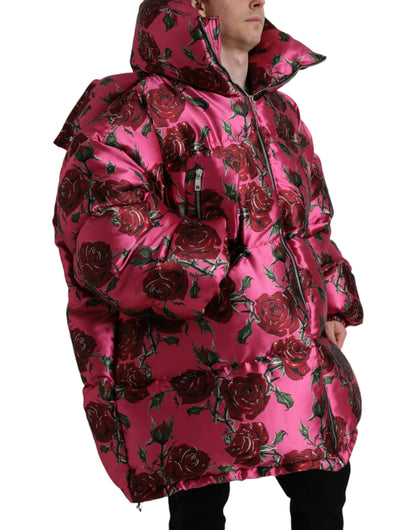  - Elegant Rose Print Quilted Jacket