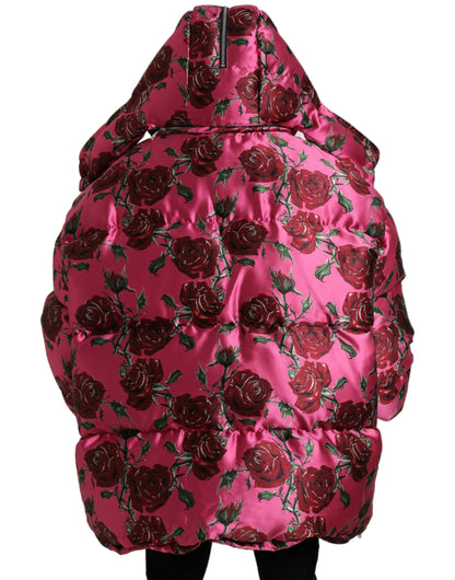  - Elegant Rose Print Quilted Jacket