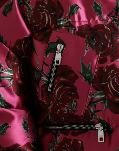  - Elegant Rose Print Quilted Jacket