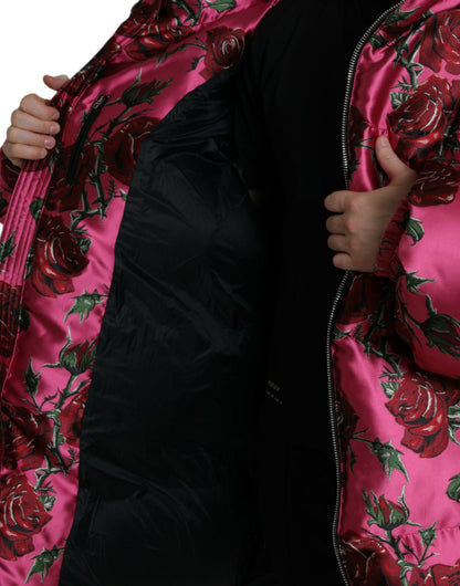  - Elegant Rose Print Quilted Jacket