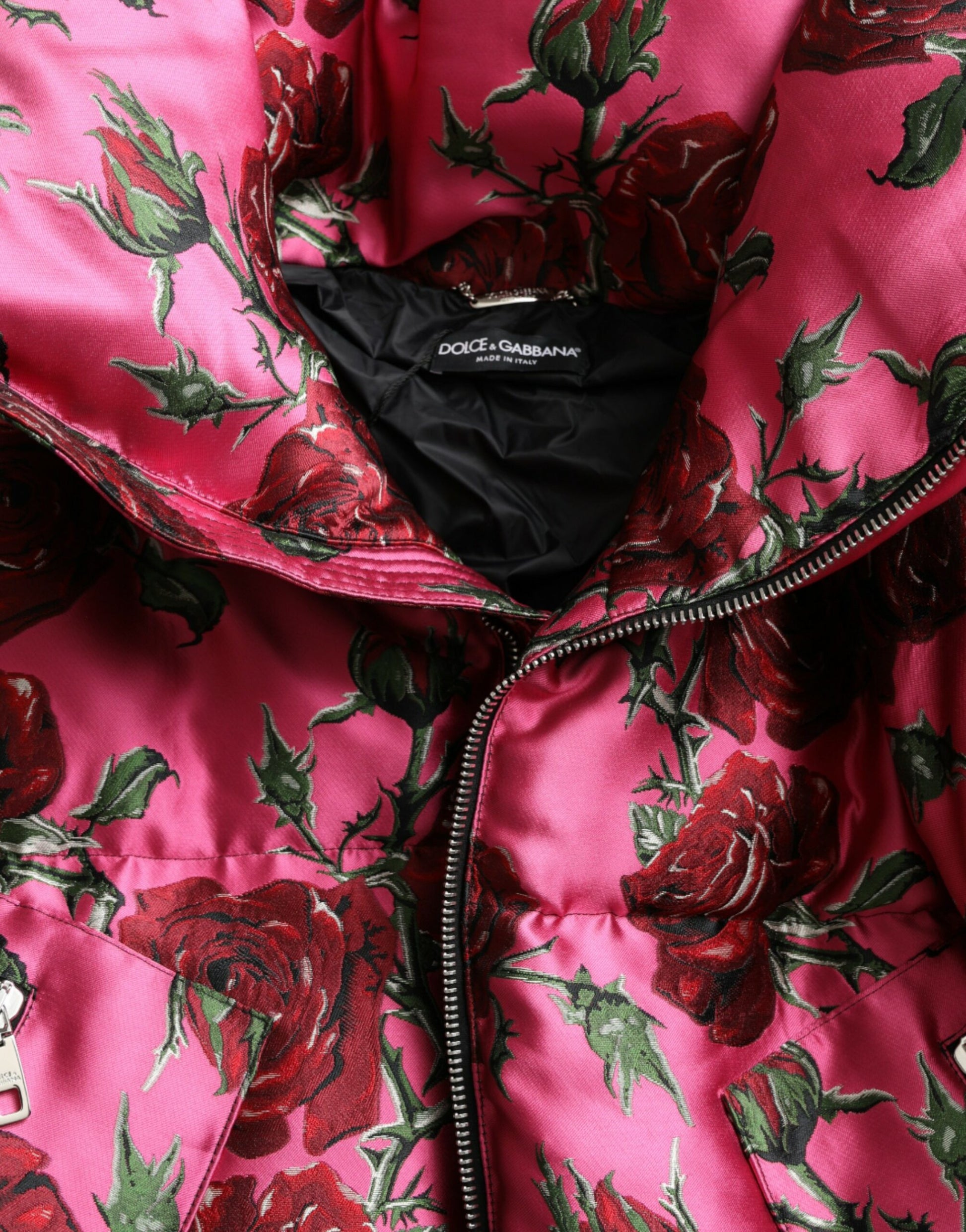 Rose Print Oversized Quilted Jacket