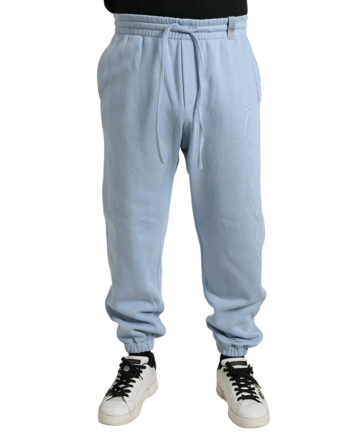  - Elegant Light Blue Cotton Blend Joggers