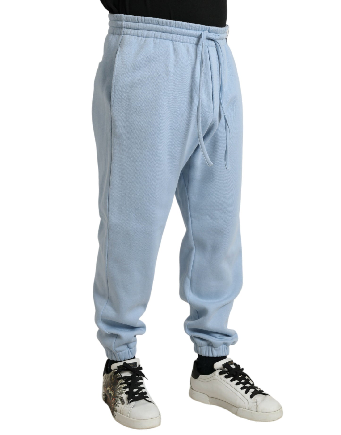  - Elegant Light Blue Cotton Blend Joggers