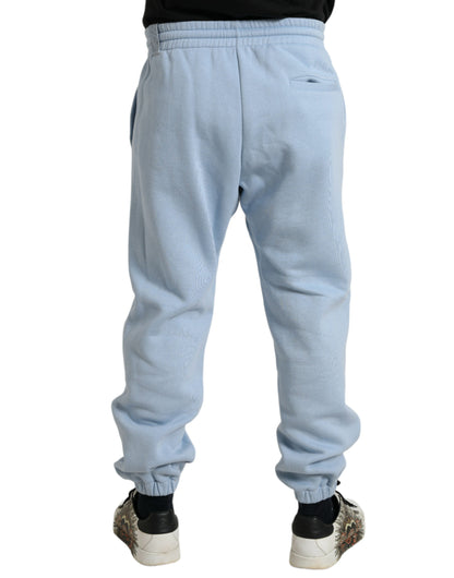  - Elegant Light Blue Cotton Blend Joggers