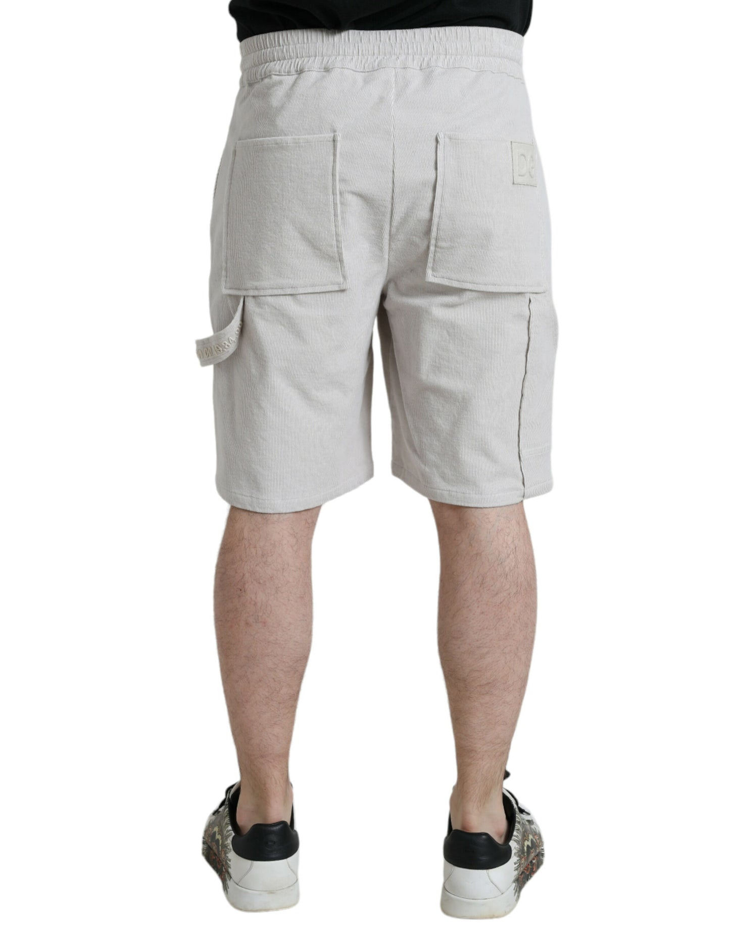  - Beige Cotton Corduroy Men's Bermuda Shorts