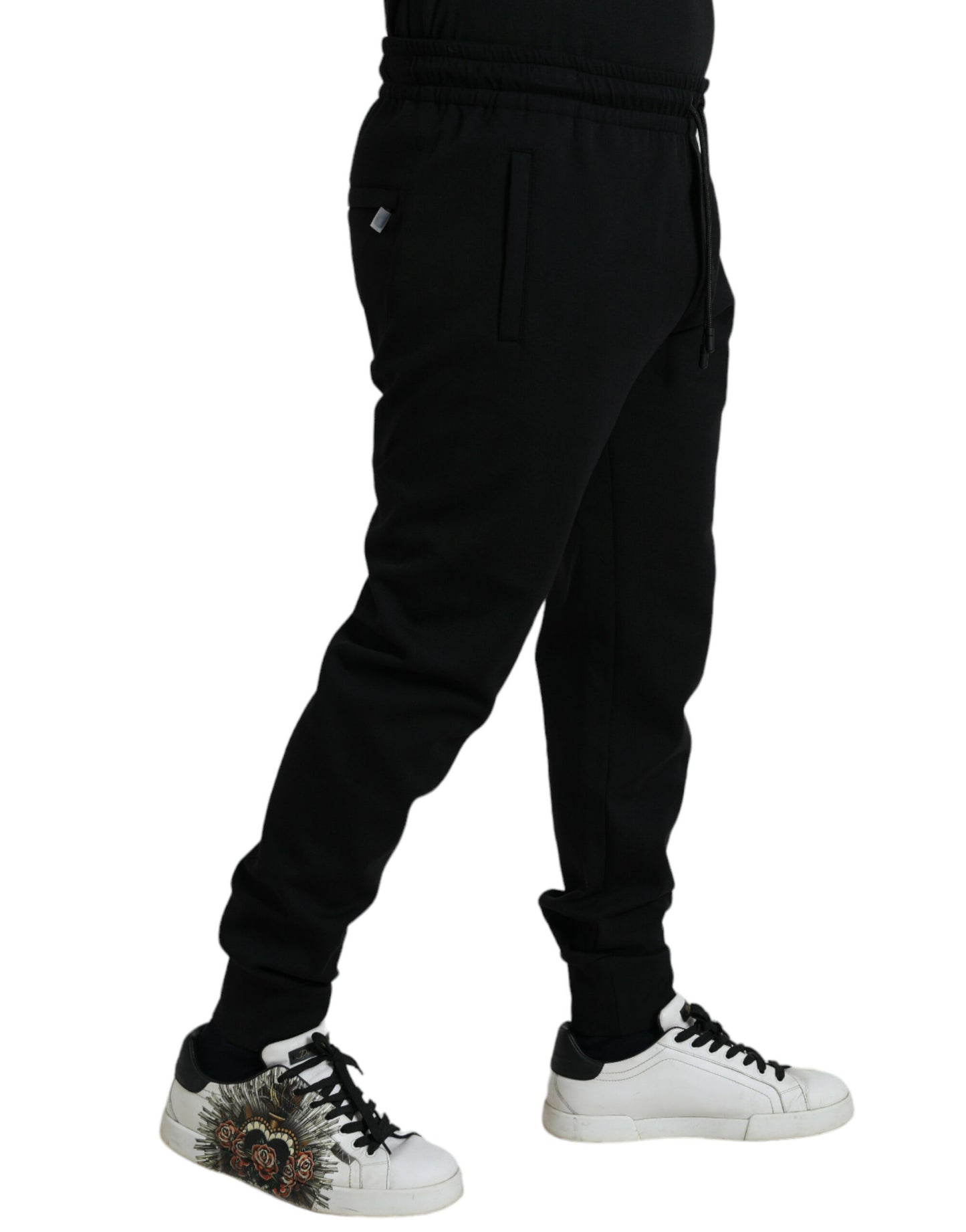  - Elegant Black Jogger Pants - Cotton & Nylon Blend