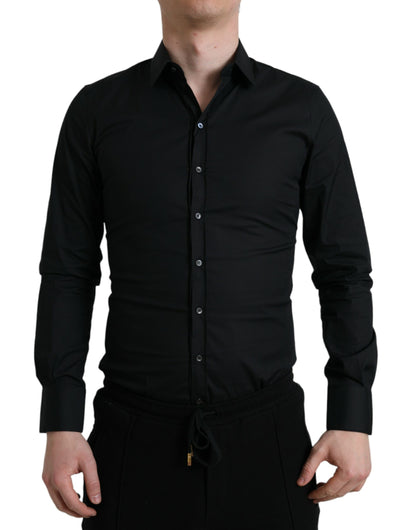  - Elegant Black Slim Fit Italian Dress Shirt