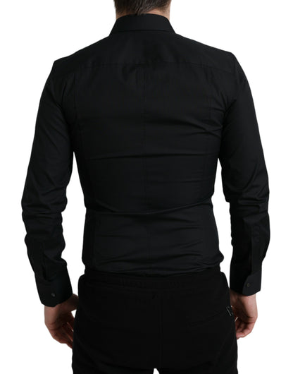  - Elegant Black Slim Fit Italian Dress Shirt