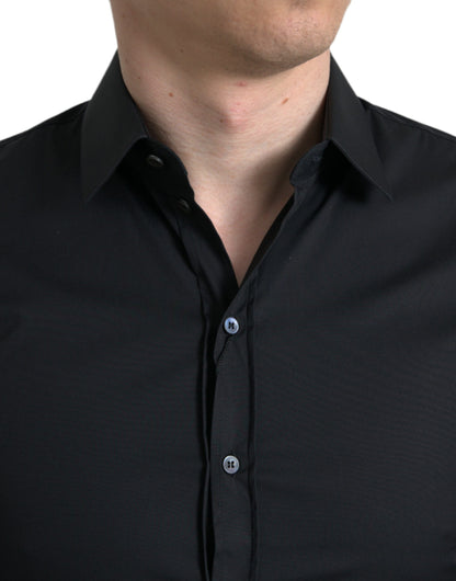  - Elegant Black Slim Fit Italian Dress Shirt