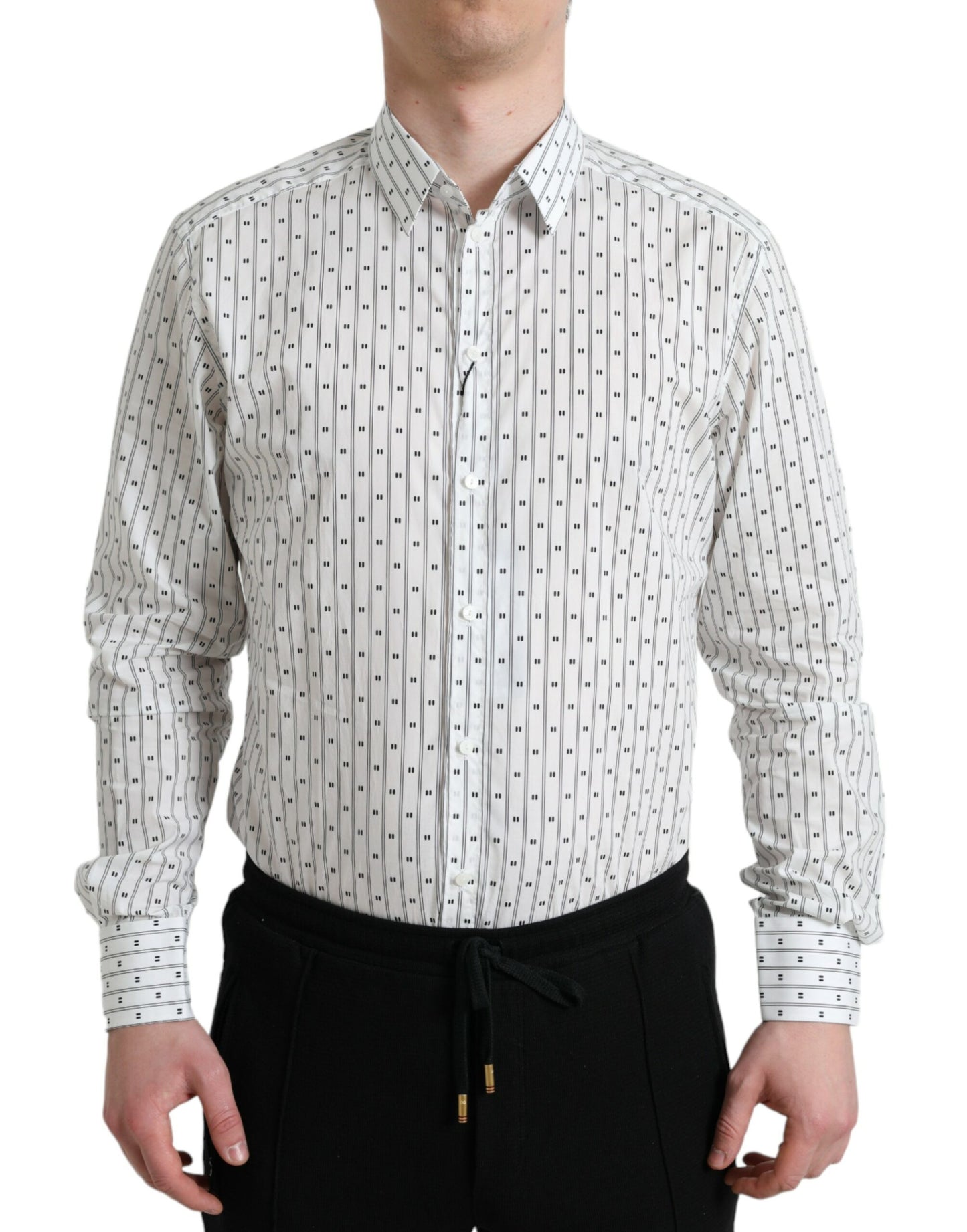  - Elegant White Cotton Slim Fit Dress Shirt