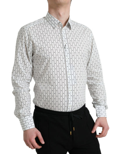  - Elegant White Cotton Slim Fit Dress Shirt