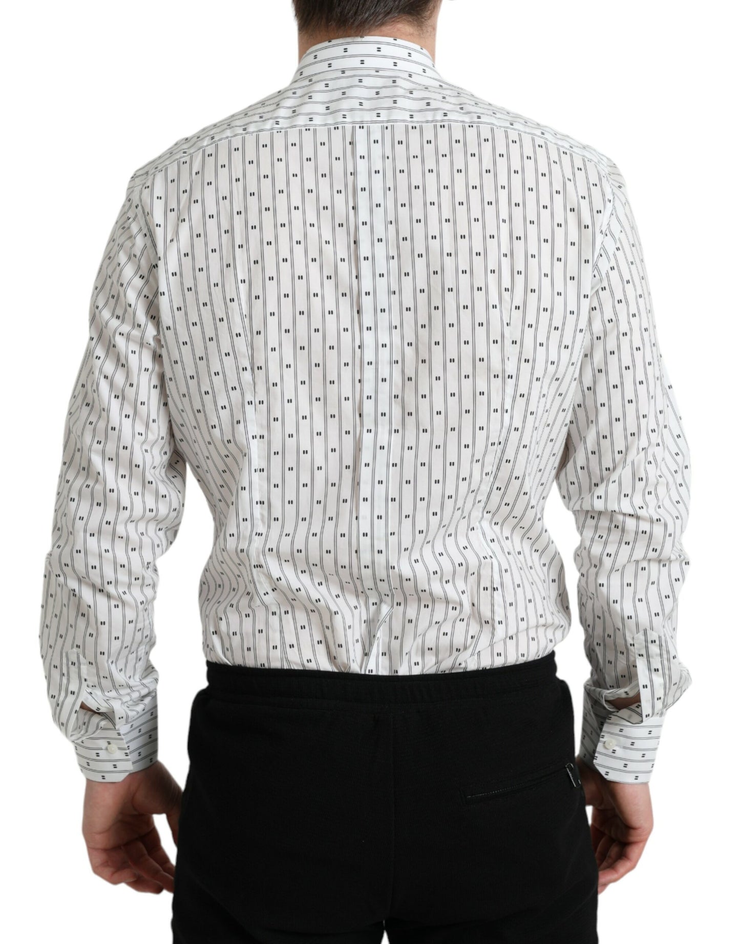  - Elegant White Cotton Slim Fit Dress Shirt